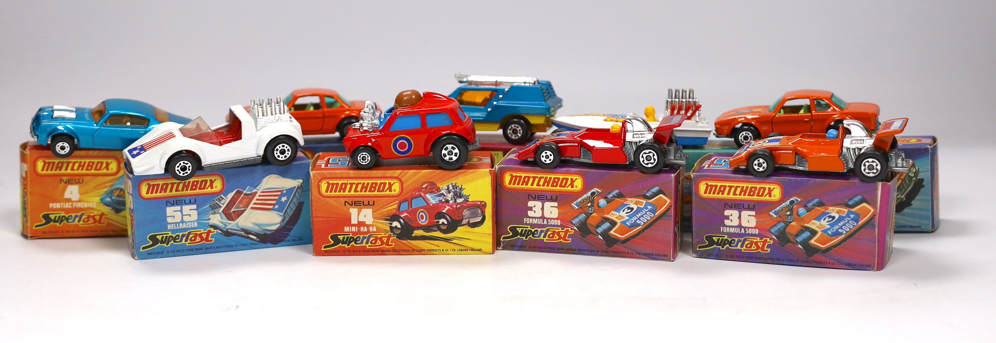 Ten boxed Matchbox Superfast 1-75 New series diecast vehicles